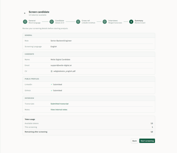 Step 1 · Candidate & CV